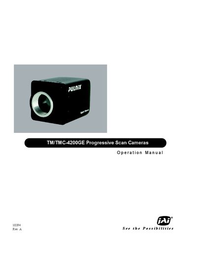 JAI TM/TMC-4200GE Progressive Scan Camera Operation Manual - cover page