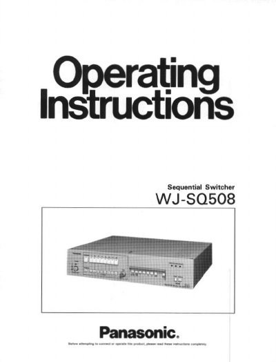 Panasonic WJSQ508 Sequential Switcher Operating Instructions - cover page