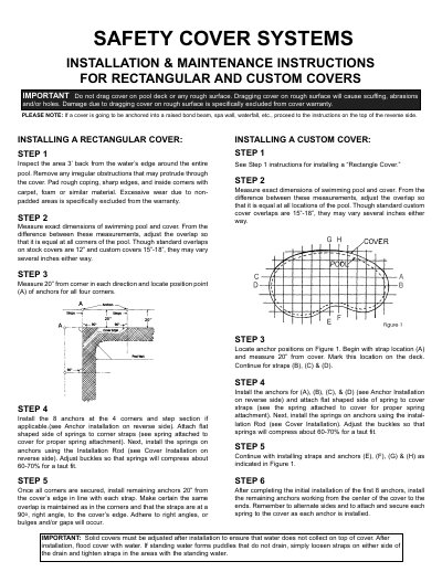 GLI Pool Products Safety Cover Systems Installation & Maintenance Instructions - cover page