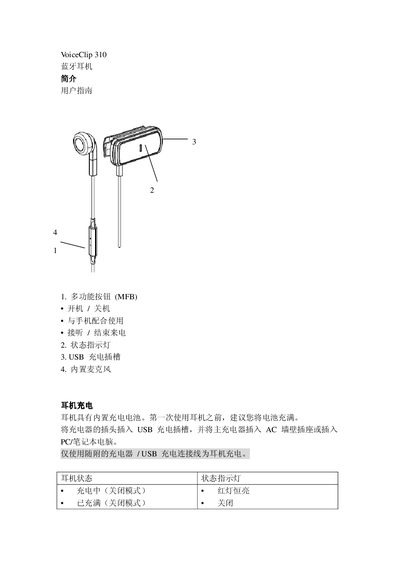 VoiceClip 310 Bluetooth Headset User Manual