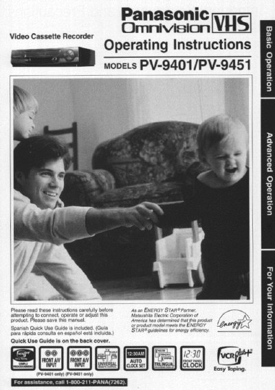 Panasonic PV-9401/9451 Video Cassette Recorder Operating Instructions - cover page