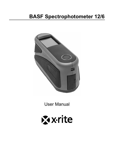 X-Rite Spectrophotometer 12/6 User Manual - cover page