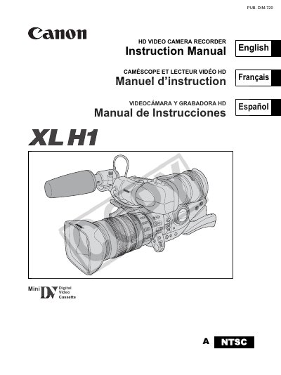 Canon XL H1 User Manual - cover page