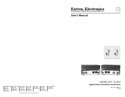 Extron HDMI 201 Tx/Rx User Manual - cover page