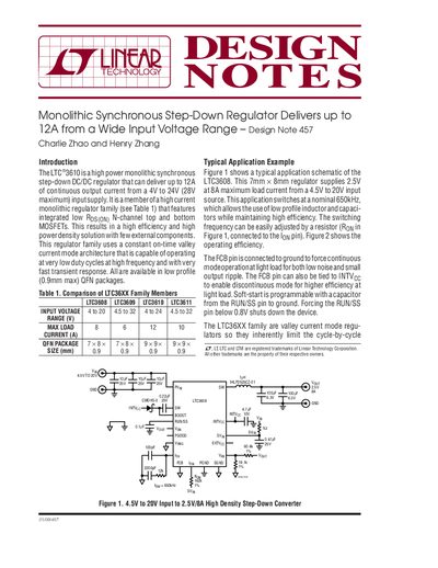 LTC3610 Monolithic Synchronous Step-Down Regulator Design Note 457 - cover page