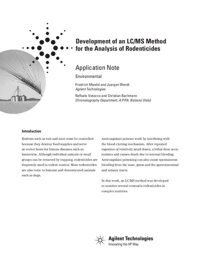 Development of an LC/MS Method for the Analysis of Rodenticides Application Note - cover page