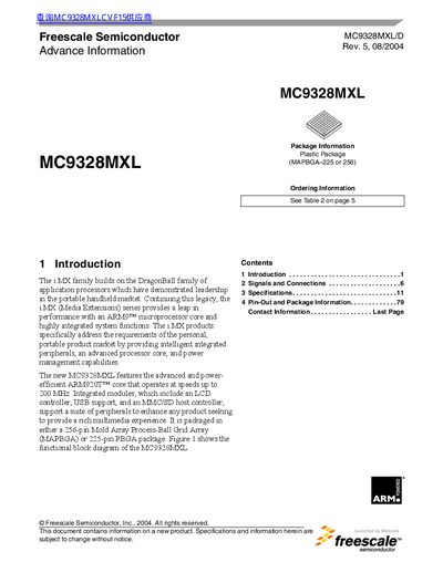 Freescale MC9328MXL Advance Information Datasheet
