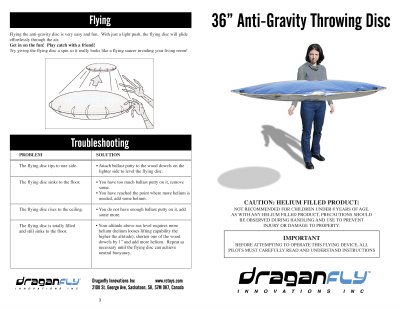 Draganfly 36" Anti-Gravity Throwing Disc User Manual - cover page