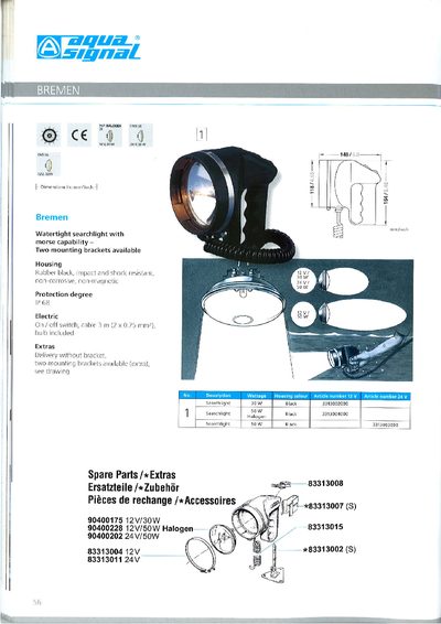 ORE Bremen Searchlight Product Data Sheet - cover page