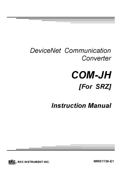 RKC COM-JH DeviceNet Communication Converter Instruction Manual