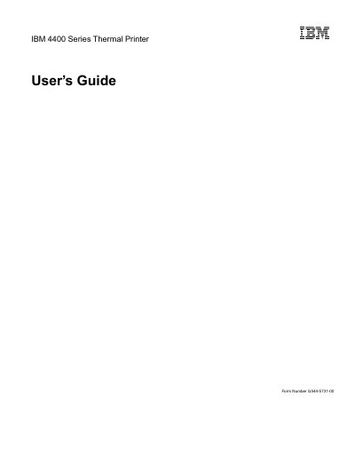 IBM 4400 Series Thermal Printer User Guide - cover page