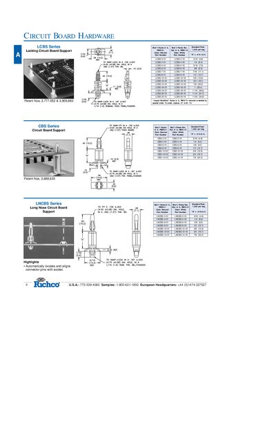 Richco LCBS, CBS, LNCBS Series Circuit Board Support Handbook - cover page