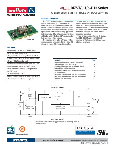 Murata OKY‑T/3 and OKY‑T/5 Series User Manual - cover page