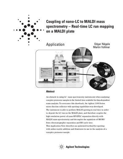 Agilent 1100 Series Real-time LC Run Mapping Application Note - cover page