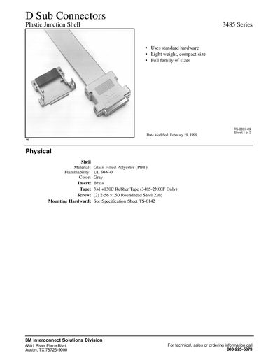 3M 3485 Series D Sub Connectors Manual - cover page