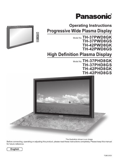 Panasonic TH-37PWD8GK Plasma Display Operating Instructions - cover page