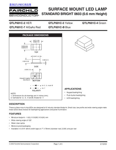 FAIRCHILD QTLP601C-2 Data Sheet - cover page