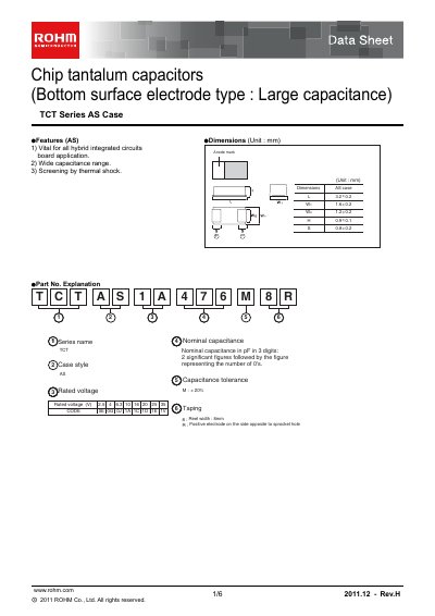 ROHM TCT Series AS Case Datasheet - cover page