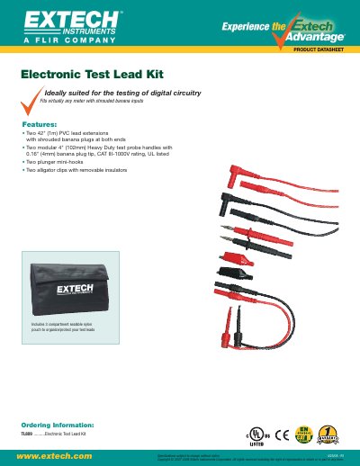 Extech TL809 Electronic Test Lead Kit User Guide