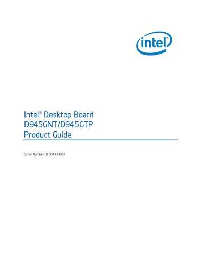 Intel D945GNT/D945GTP Desktop Board Product Guide