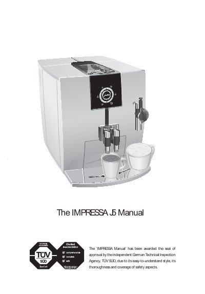 Jura IMPRESSA J5 Coffee Machine User Manual - cover page