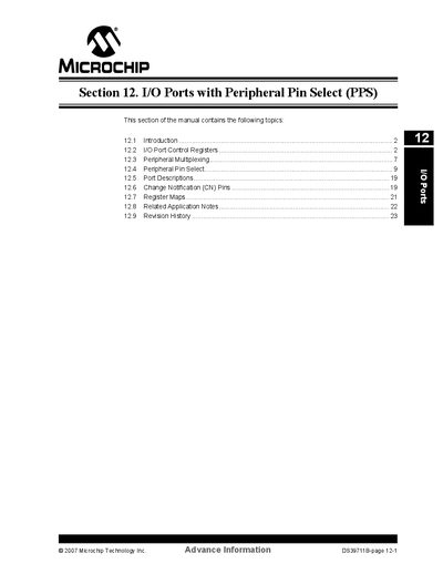 Microchip PIC24F I/O Ports Reference Manual - cover page