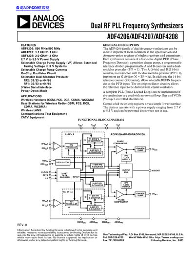 Analog Devices ADF4206/ADF4207/ADF4208 Handbook - cover page