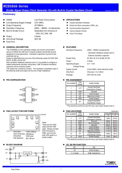 Torex XC25BS6 Series Data Sheet - cover page
