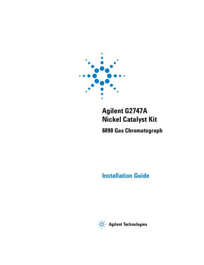 Agilent G2747A Nickel Catalyst Kit Installation Guide for 6890 GC - cover page
