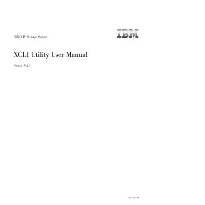 IBM XIV Storage System XCLI Utility User Manual - cover page