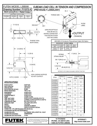 Futek LSB300 Load Cell Data Sheet - cover page