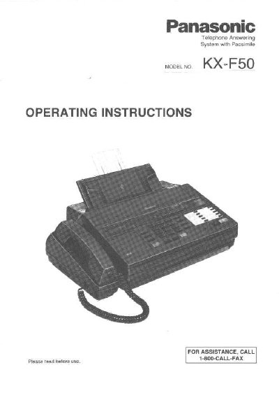 Panasonic KX-F50 Telephone Answering System Operating Instructions - cover page