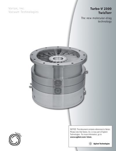 Agilent Technologies Turbo-V 2300 TwisTorr Product Brochure - cover page