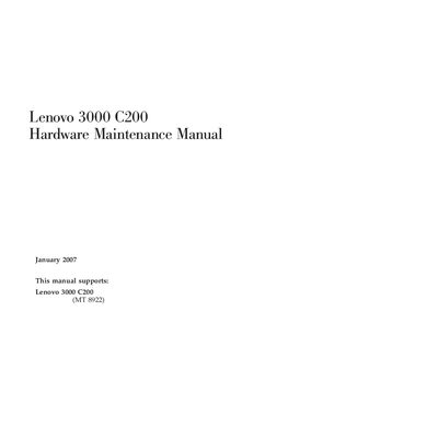 Lenovo 3000 C200 Hardware Maintenance Manual - cover page