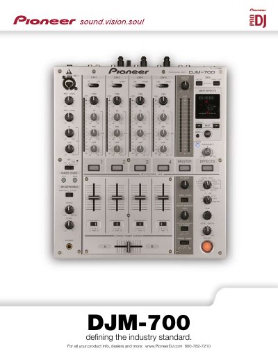 Pioneer DJM-700 Mixer Product Features and Specifications - cover page