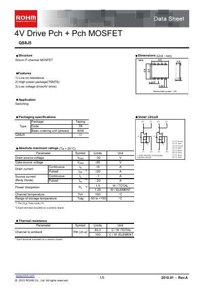 ROHM QS8J5 Datasheet - cover page