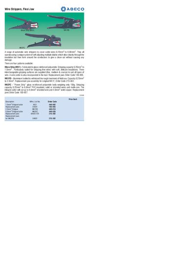 ABECO Flexi Jaw Wire Strippers Product Leaflet - cover page