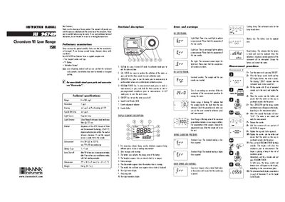 Hanna Instruments HI 96749 Chromium VI Low Range ISM Instruction Manual - cover page