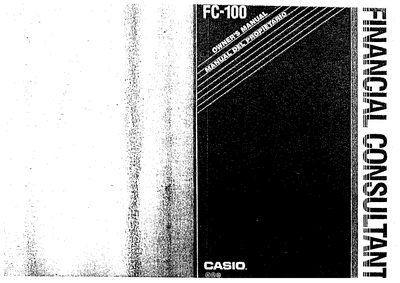 Casio FC-100 Financial Calculator User Manual - cover page