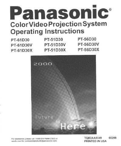 Panasonic PT-61D30(V/X) PT-51D30(V/X) PT-56D30(V/X) Manual - cover page
