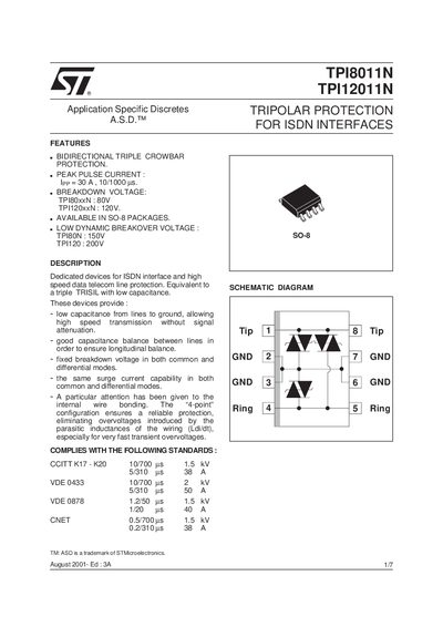 STMicroelectronics TPI8011N/TPI12011N Datasheet - cover page