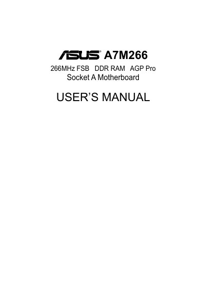ASUS A7M266 Motherboard User Manual