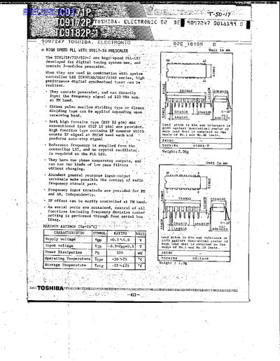 Toshiba TC9171P/TC9172P/TC9182P-1 Datasheet - cover page