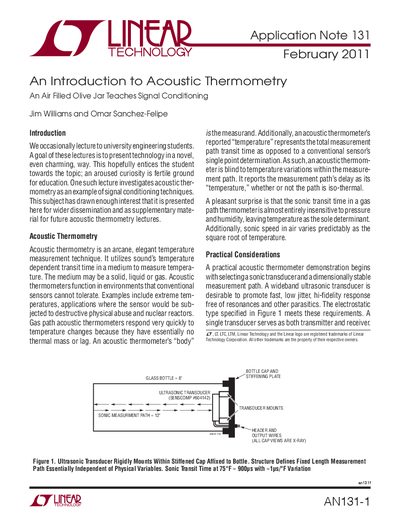 Linear Technology AN131 Application Note Acoustic Thermometry Introduction - cover page