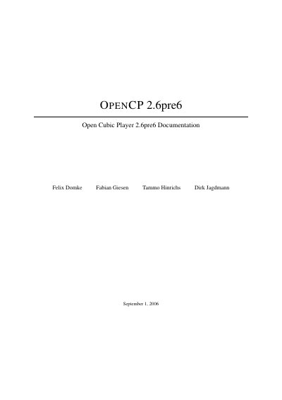 Open Cubic Player 2.6pre6 User Documentation