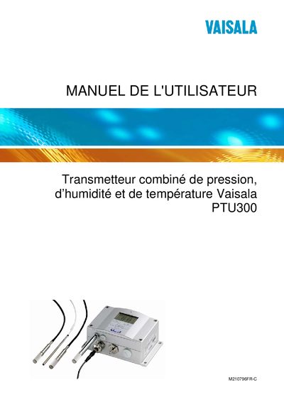 Vaisala PTU300 User Manual - cover page