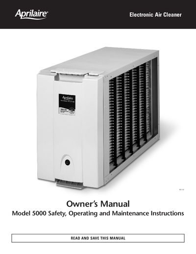 Aprilaire Model 5000 Electronic Air Cleaner Owner's Manual - cover page