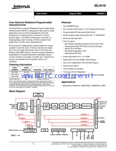Intersil ISL5416 Datasheet - cover page