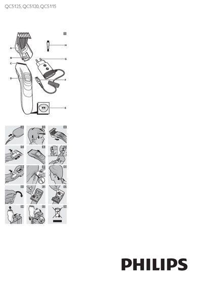 Philips QC5125/QC5120/QC5115 Hair Clipping Comb User Manual - cover page