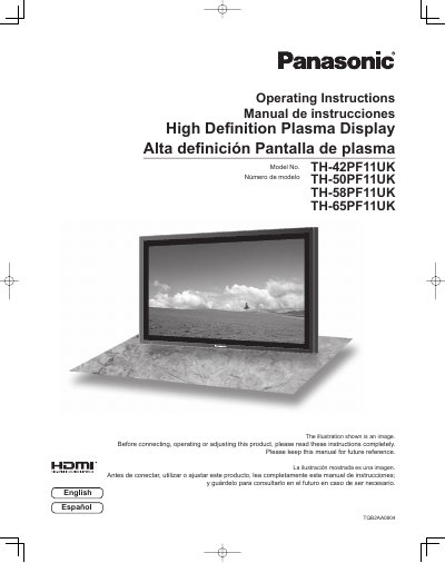 Panasonic TH-42PF11UK TH-50PF11UK TH-58PF11UK TH-65PF11UK Manual - cover page